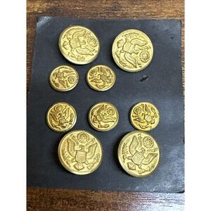 Set Of 9 Antique Great Seal Military Uniform‎ Buttons